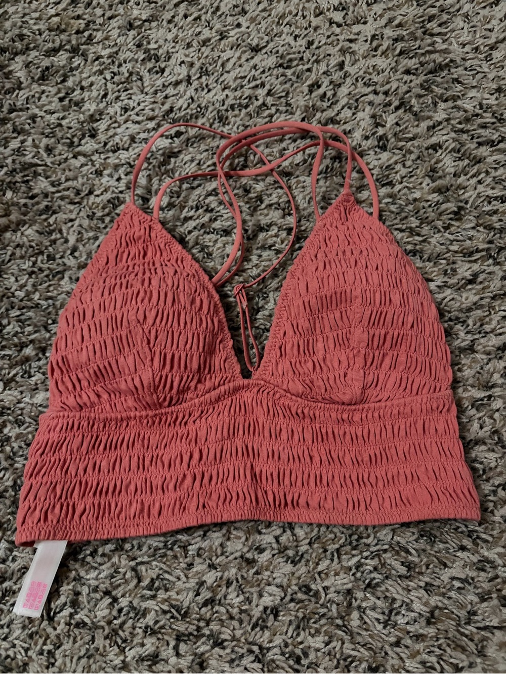Pink VS Smocked Coral Bralette Top